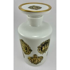 Large Vintage Decanter Perfume Bottle with Stopper Alka Kunst 23 CT Gold Leaf